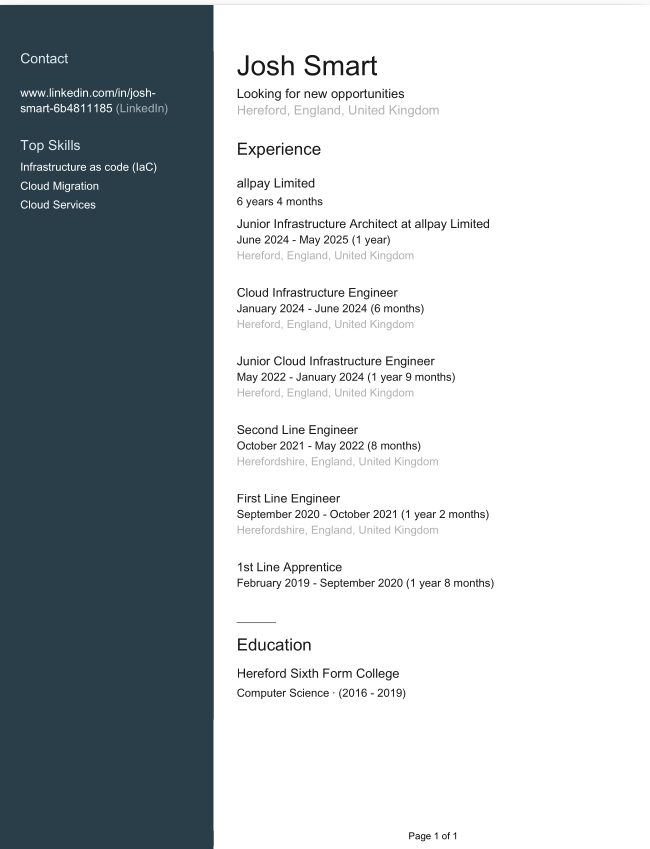 Joshua Smart resume image